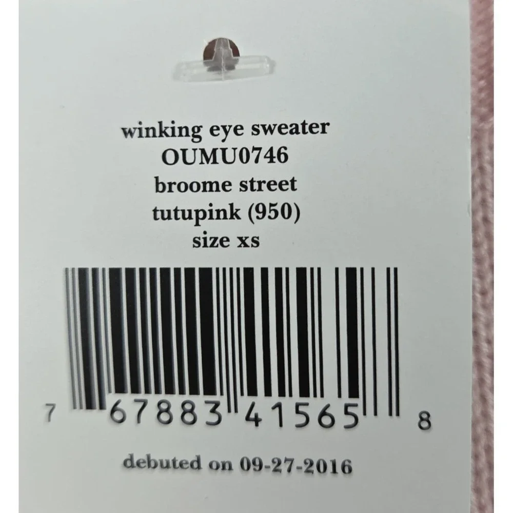 Kate Spade New York Winking Eye Sweater XS Wool Blend Tutu Pink 2016 Issue NEW